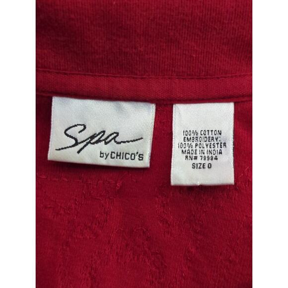 Spa By Chico's Sweatshirt Woman's Small Red Beaded Stripes Full Zip Athletic - Picture 9 of 12